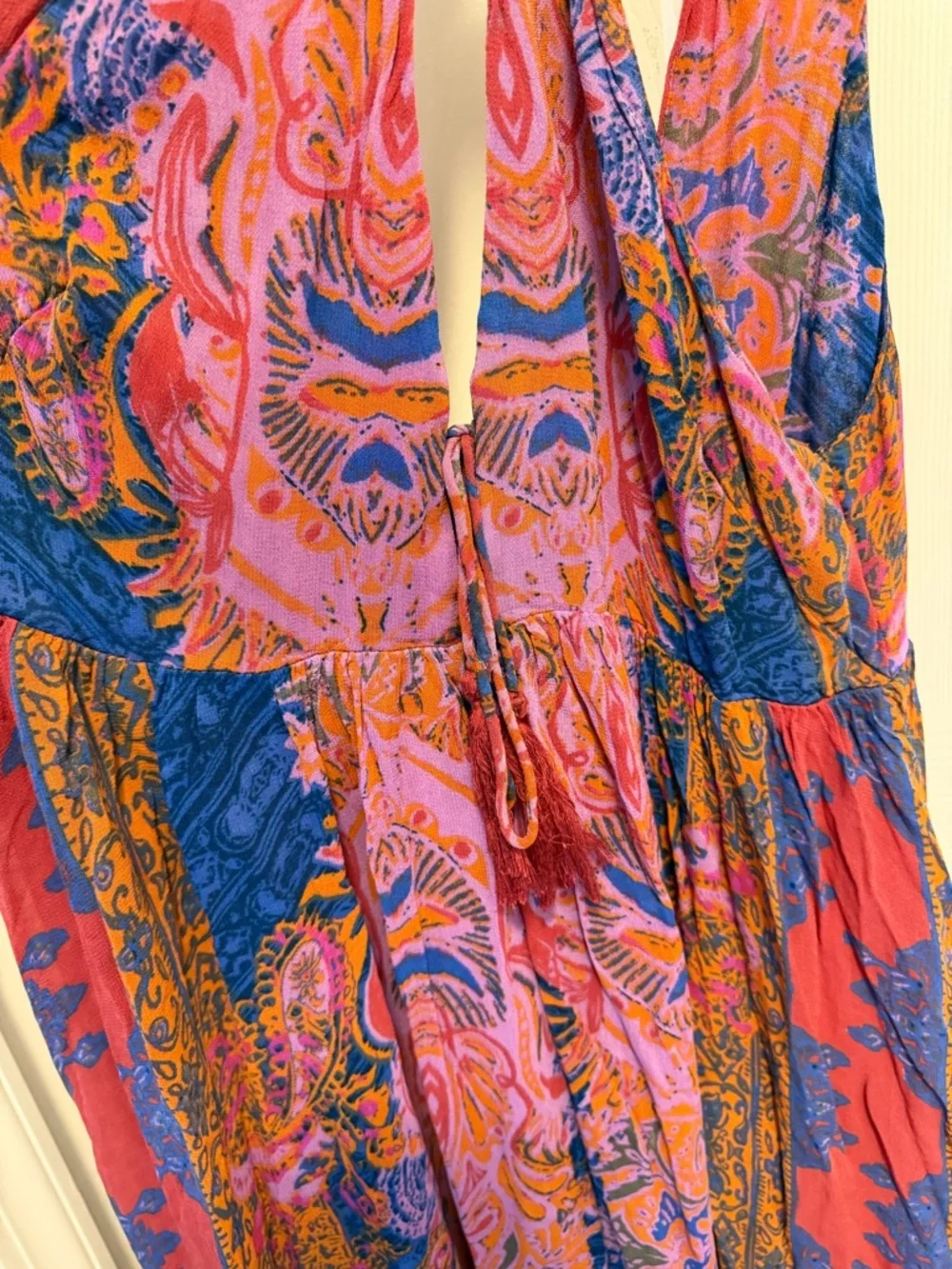 Free People Dress Unattainable Boho Floral Maxi Sleeveless Bohemian Size 10 - Picture 6 of 13